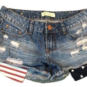 Red, White and Blue Denim Stars and Stripes 4rth of July short shorts Sz. 1